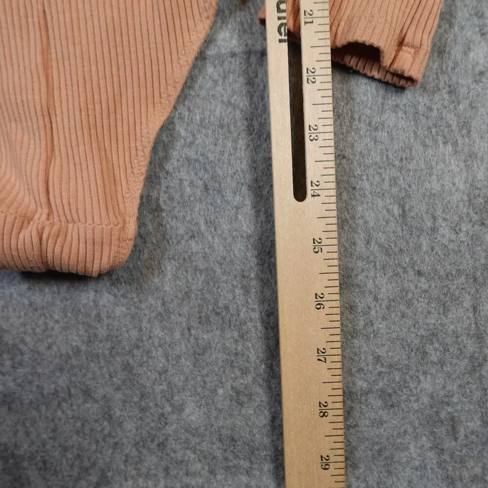 Reformation Bodysuit Womens Extra Small Grady Ribbed Tie Neck Deep V Buff Tan - Picture 7 of 10